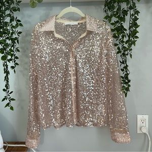 ASTR Sequin Button Down Overshirt